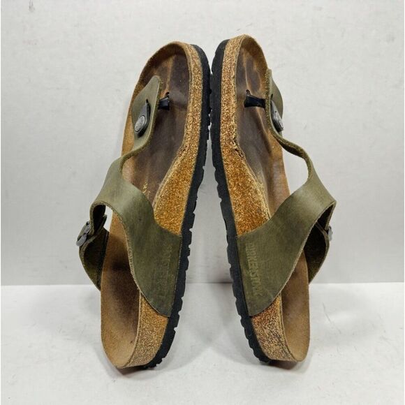 Birkenstock Gizeh Thong Sandal Green Oiled Leather Women's Size 7 / 38 - Picture 5 of 8